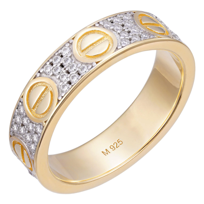 MOISSANITE Love Ring Eternity Band - 14k Gold Vermeil 925 Silver
