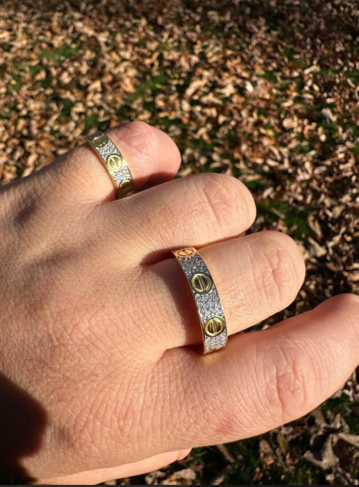 MOISSANITE Love Ring Eternity Band - 14k Gold Vermeil 925 Silver