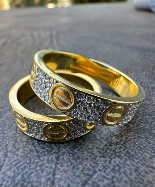 MOISSANITE Love Ring Eternity Band - 14k Gold Vermeil 925 Silver