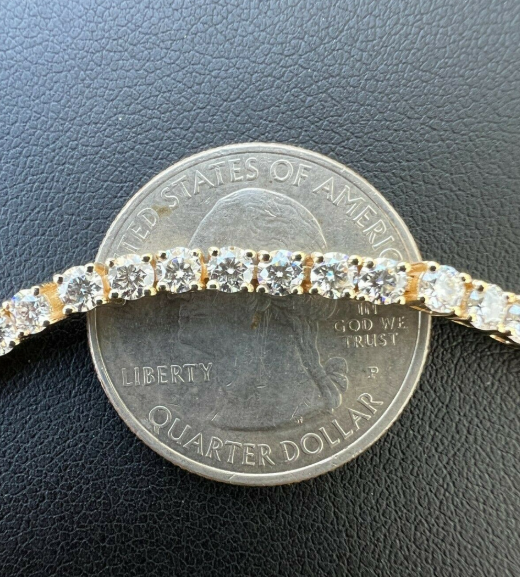 Real Solid 10k Gold 3mm Moissanite Tennis Chain Bracelet - Passes Diamond Tester