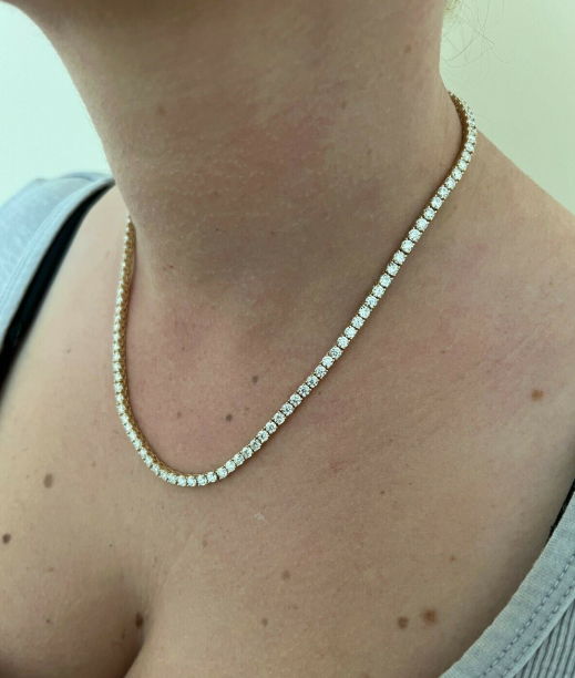 Real Solid 10k Gold 3mm Moissanite Tennis Chain Necklace - Passes Diamond Tester