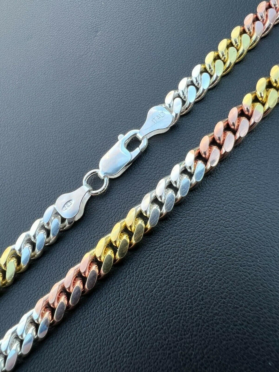 Miami Cuban Link Chain Necklace - TRICOLOR 14k Rose & Yellow Gold Vermeil 925 Sterling Silver - 16"-30" - 2mm-6mm