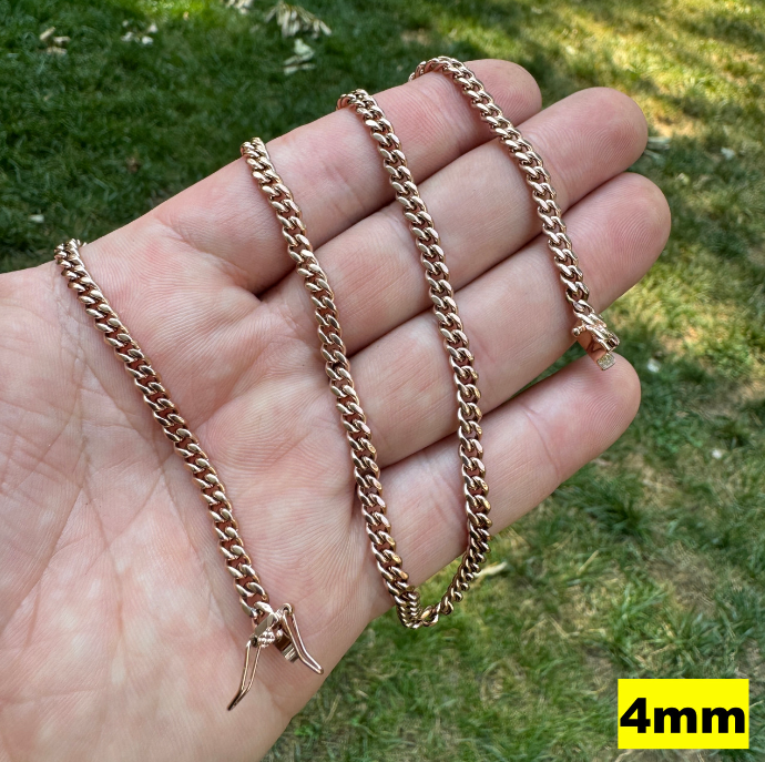 Miami Cuban Link Chain Necklace - 14k Rose Gold Plated Stainless Steel