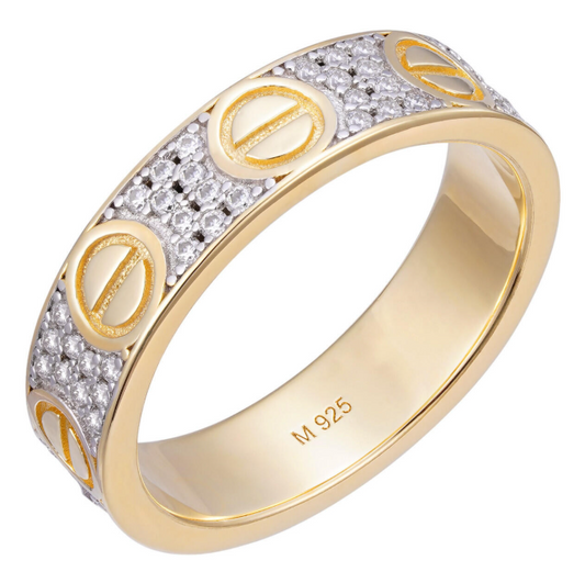 MOISSANITE Love Ring Eternity Band - 14k Gold Vermeil 925 Silver