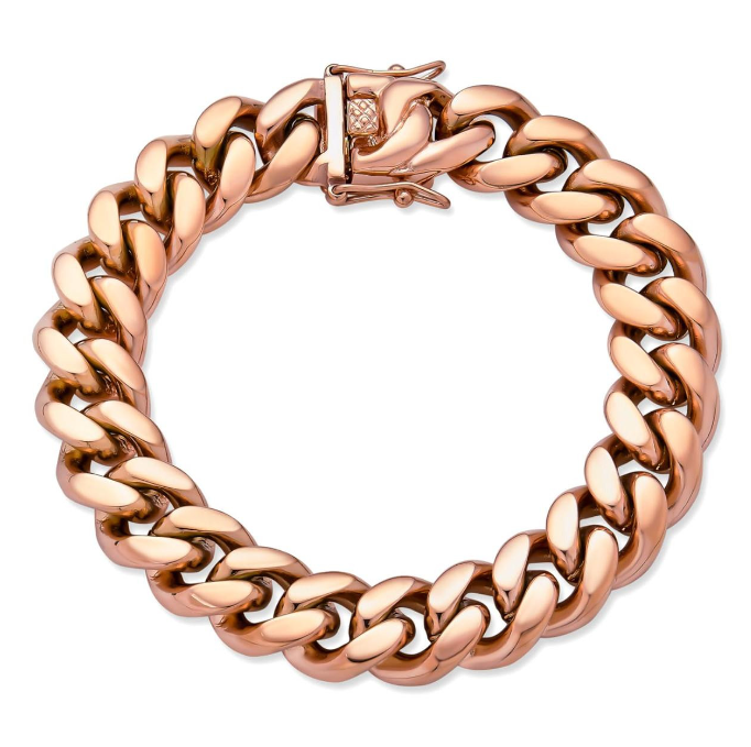 Miami Cuban Link Chain Necklace - 14k Rose Gold Plated Stainless Steel