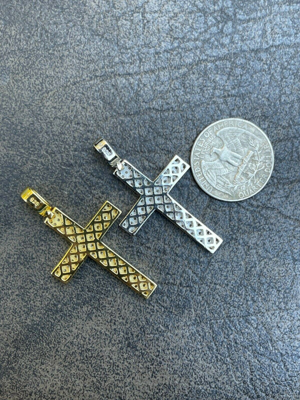 1.7ct MOISSANITE Cross Pendant Iced Out Necklace Real 925 Silver / Gold