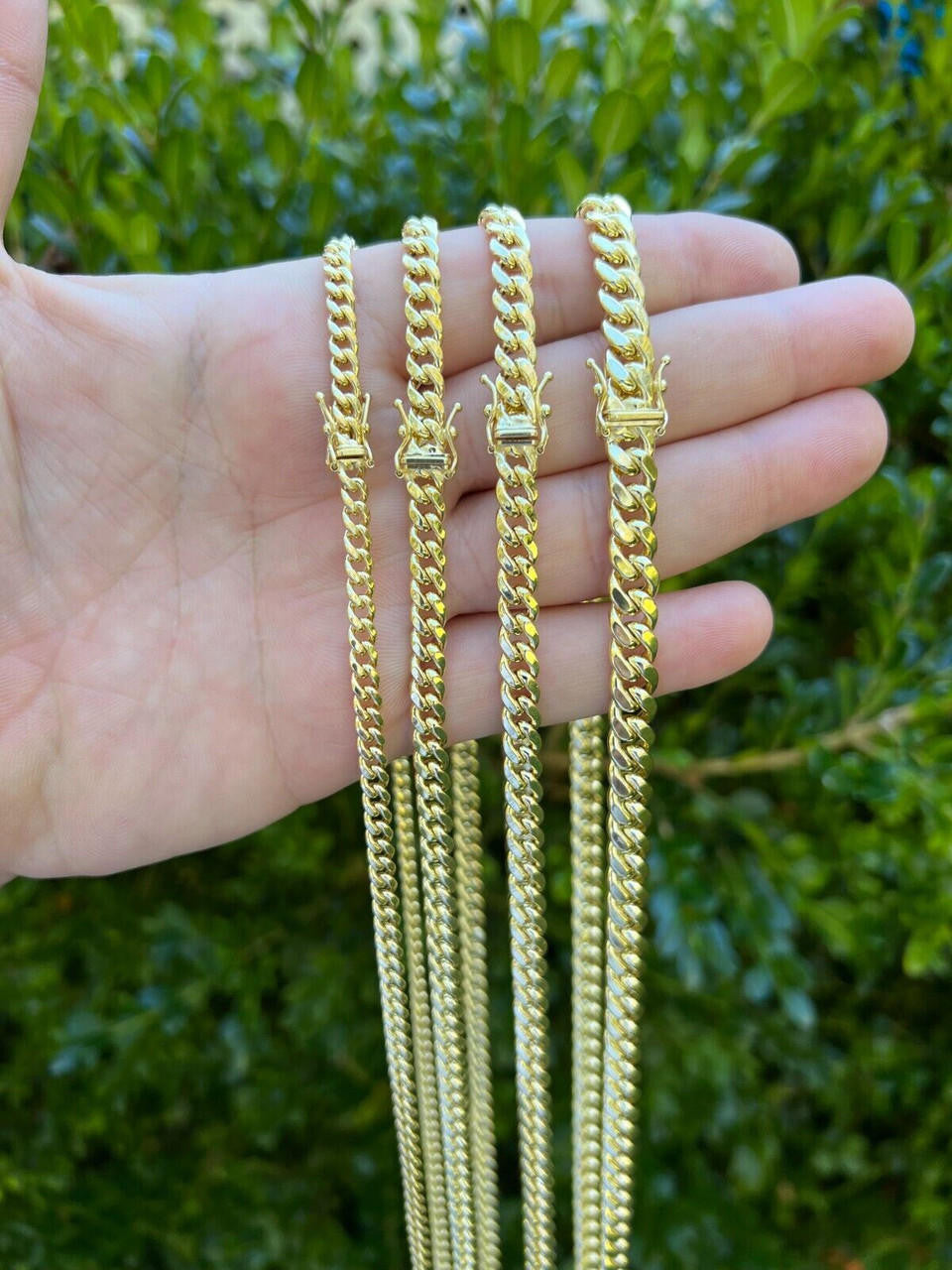 10k HOLLOW Real Yellow Gold Miami Cuban Link Chain Necklace 4.5-6mm 18-26" Box Lock