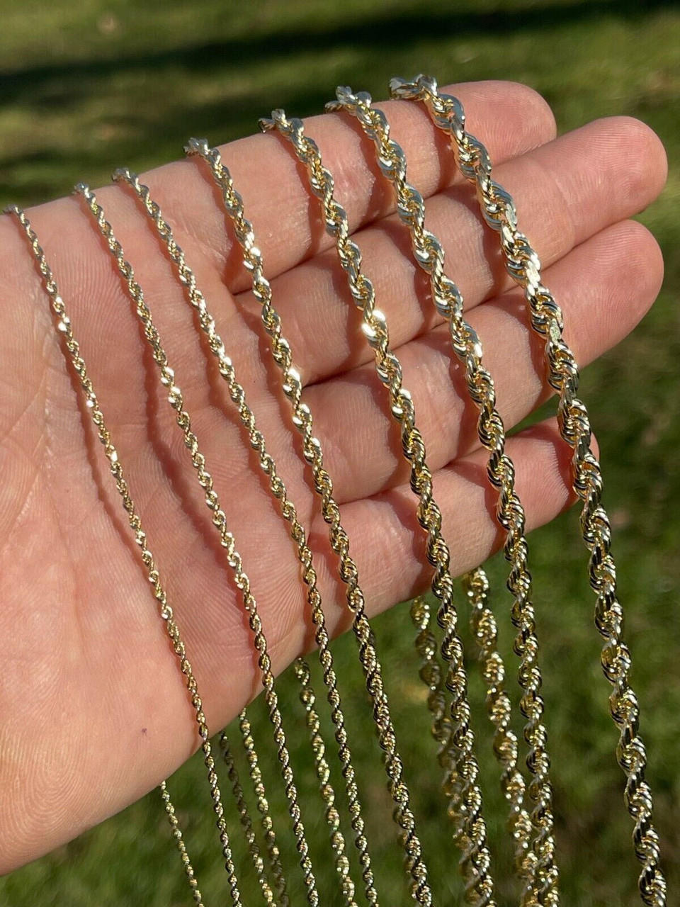 10k Men's Women's Real Yellow Gold Solid Rope Chain Necklace 1.5mm-6mm