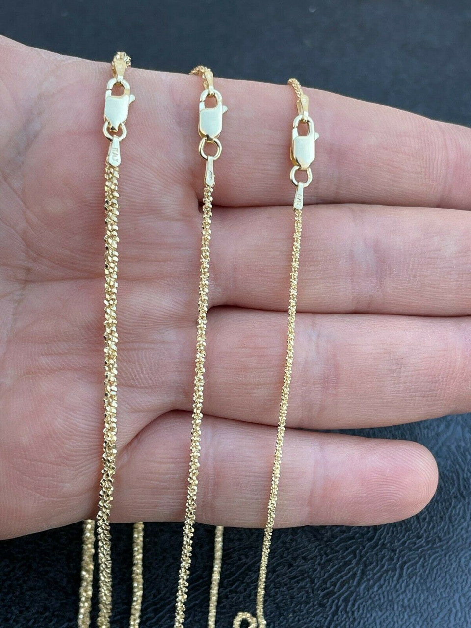 14k Gold Over Real Solid 925 Sterling Silver Diamond Sparkle Rope Chain Necklace