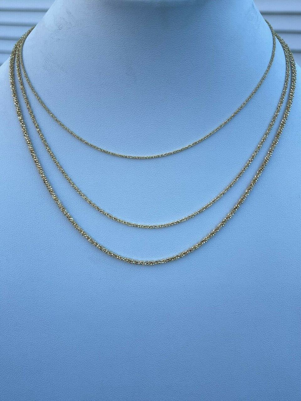 14k Gold Over Real Solid 925 Sterling Silver Diamond Sparkle Rope Chain Necklace