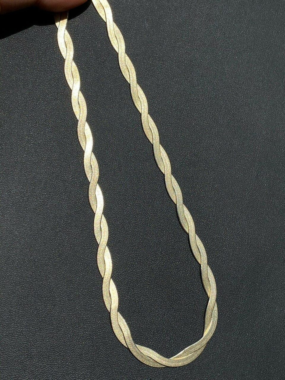 14k Gold Over Solid 925 Silver Twisted Braided Herringbone Chain Necklace 16-20"