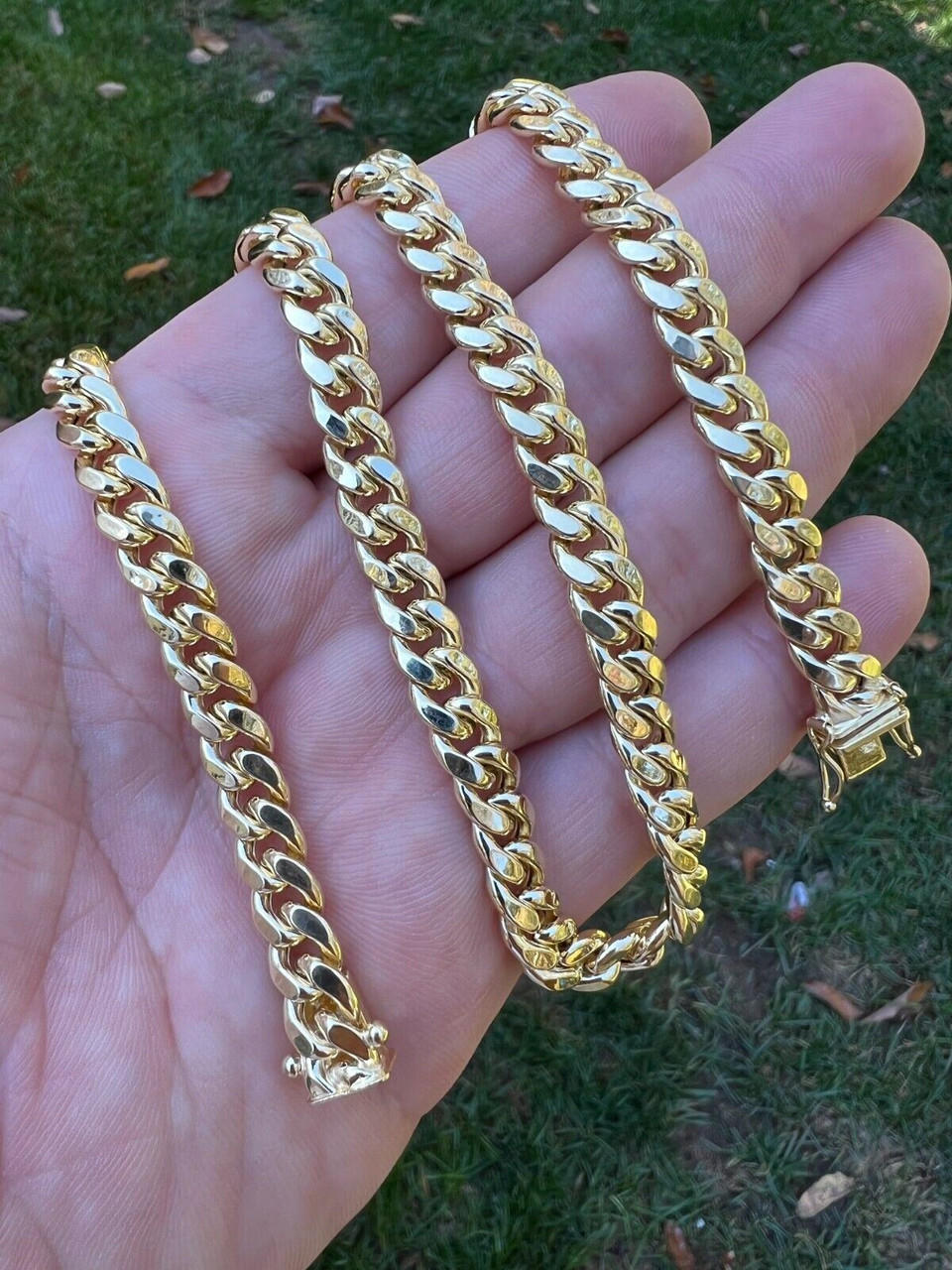 14k HOLLOW Real Yellow Gold Miami Cuban Link Chain Necklace 4.5-5mm 18-26" Box Lock