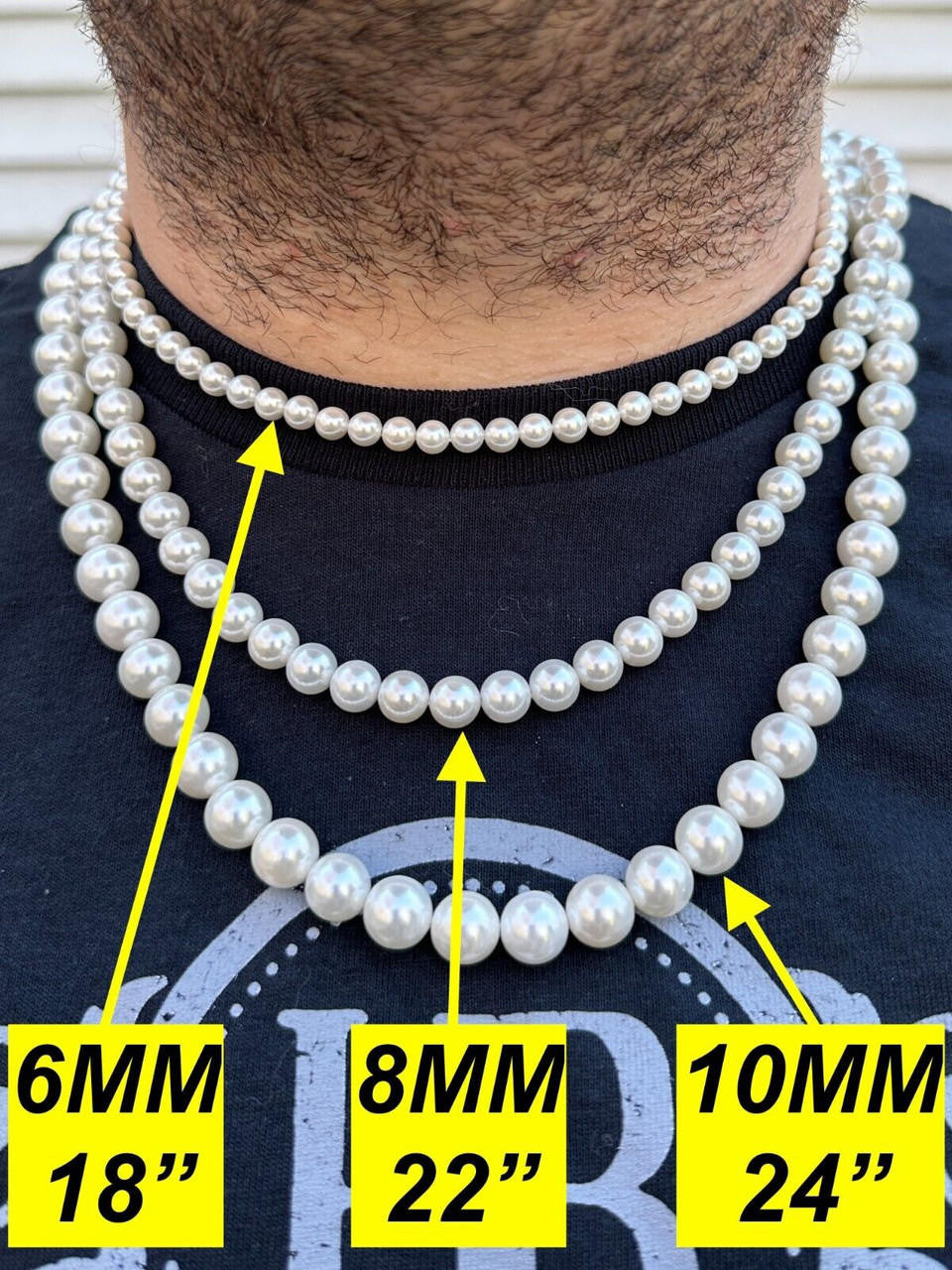 Cultured Pearl Necklace W. Real 925 Silver Clasp For Men Women 4-10mm All Length