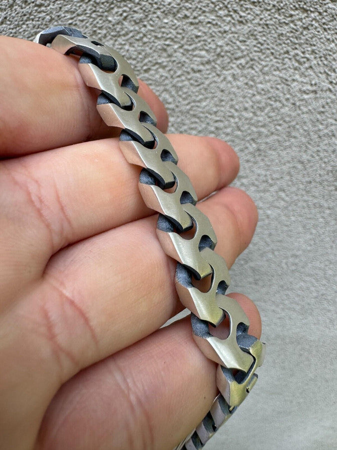 Custom Crazy Miami Cuban Link Bracelet 12mm Real 925 Silver Oxidized Finish