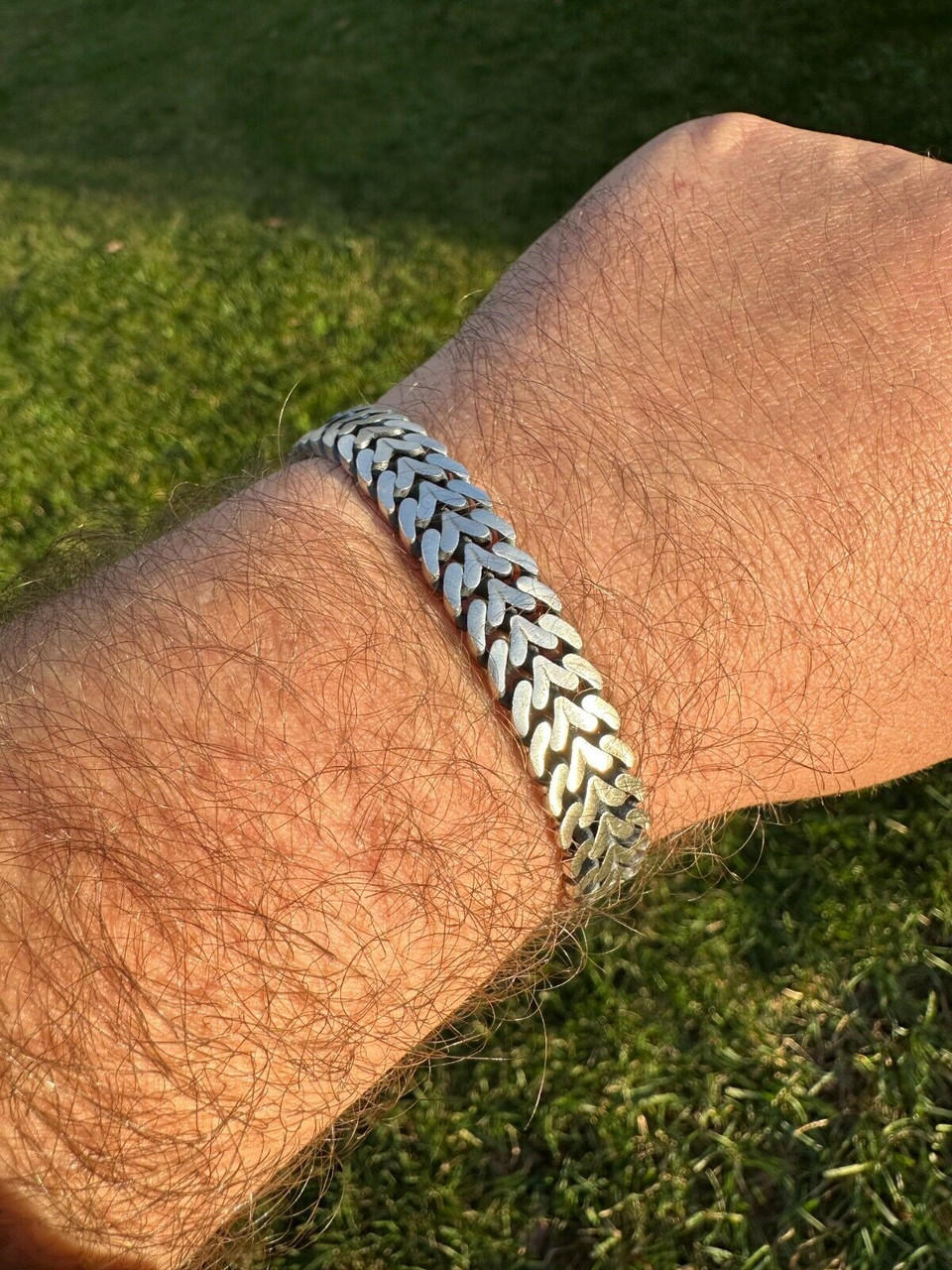 Custom Double Miami Cuban Open Franco Link Bracelet 12mm Wide Real 925 Silver