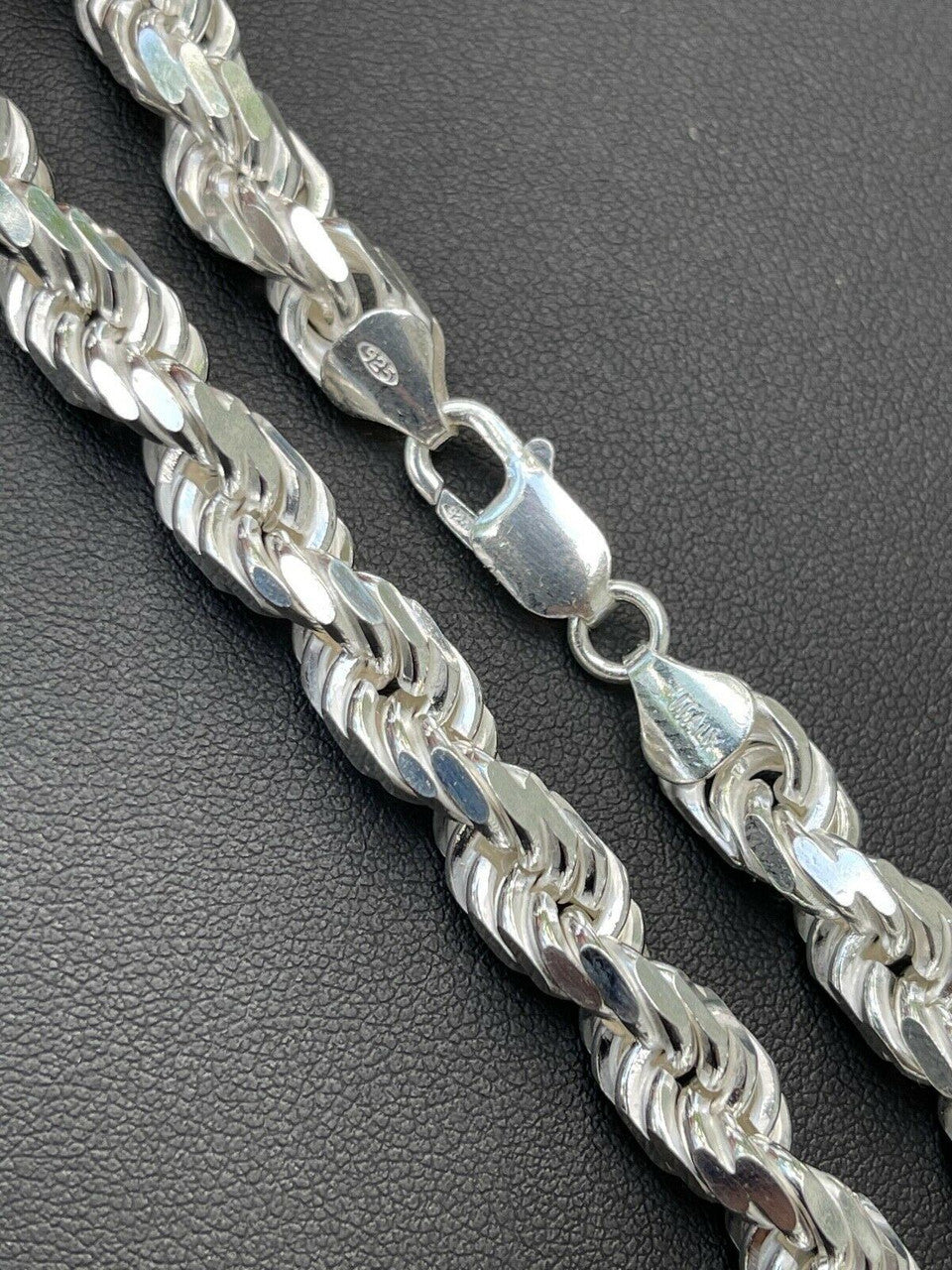 Heavy 8mm Men's Rope Chain Real Solid 925 Sterling Silver Necklace 18"-30" ITALY