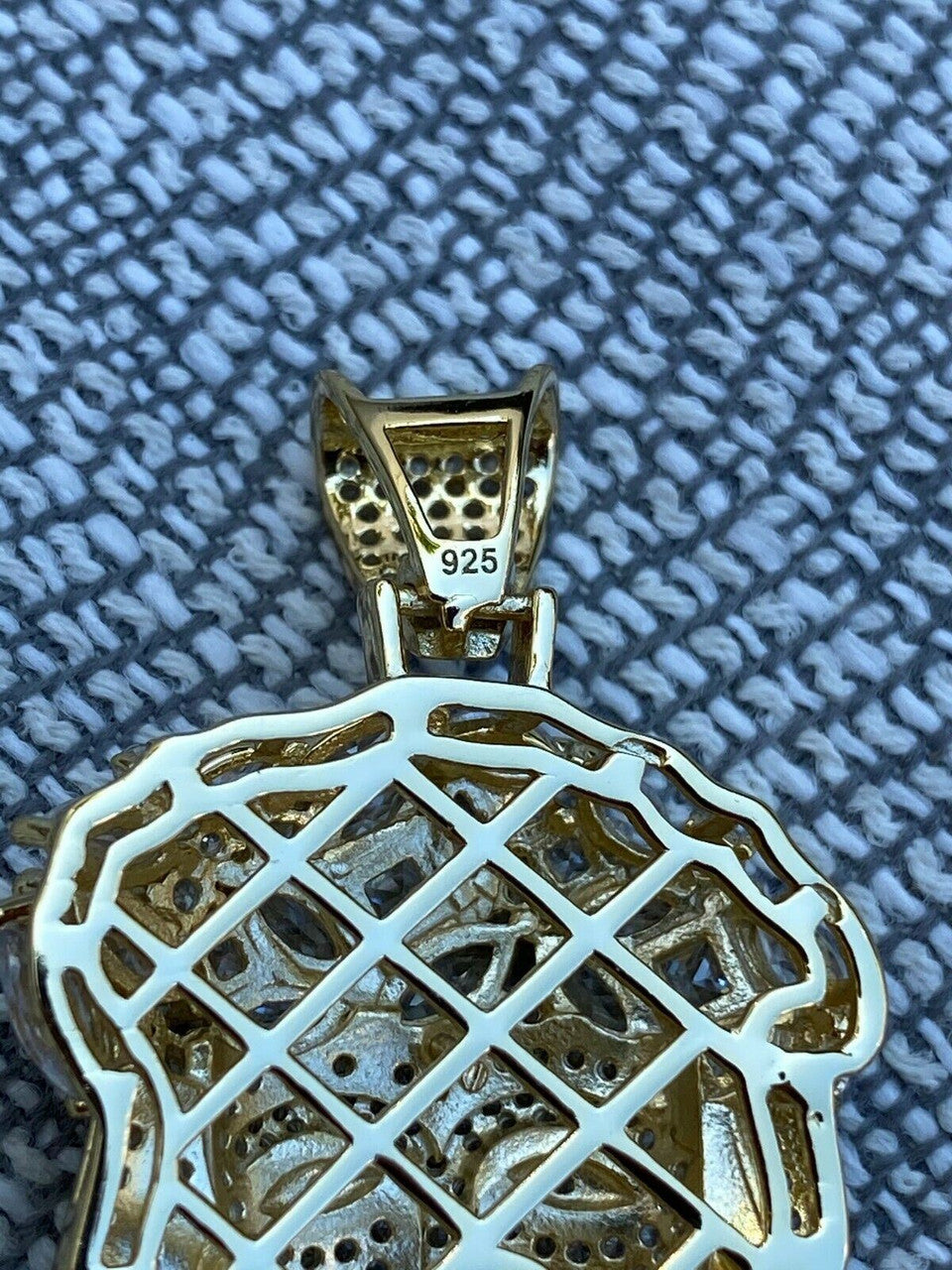 14k Gold Over 925 Sterling Silver Jesus Piece Flooded Out Pendant Iced