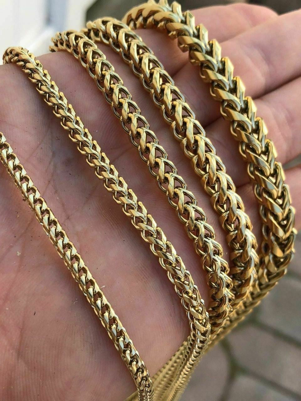 Men's Franco Chain 14k Gold Plated Stainless Steel BEST QUALITY! 3-8mm HEAVY!