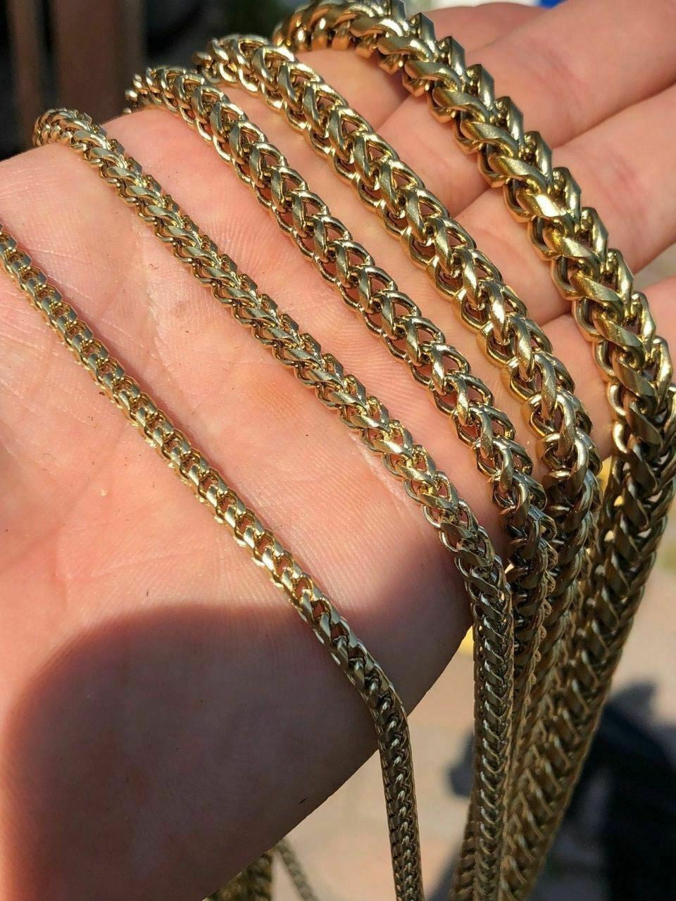 Men's Franco Chain 14k Gold Plated Stainless Steel BEST QUALITY! 3-8mm HEAVY!