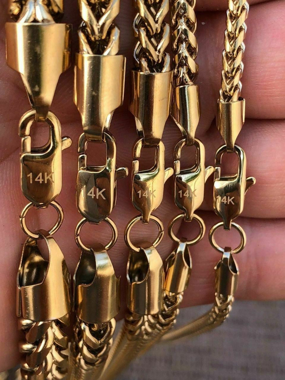 Men's Franco Chain 14k Gold Plated Stainless Steel BEST QUALITY! 3-8mm HEAVY!