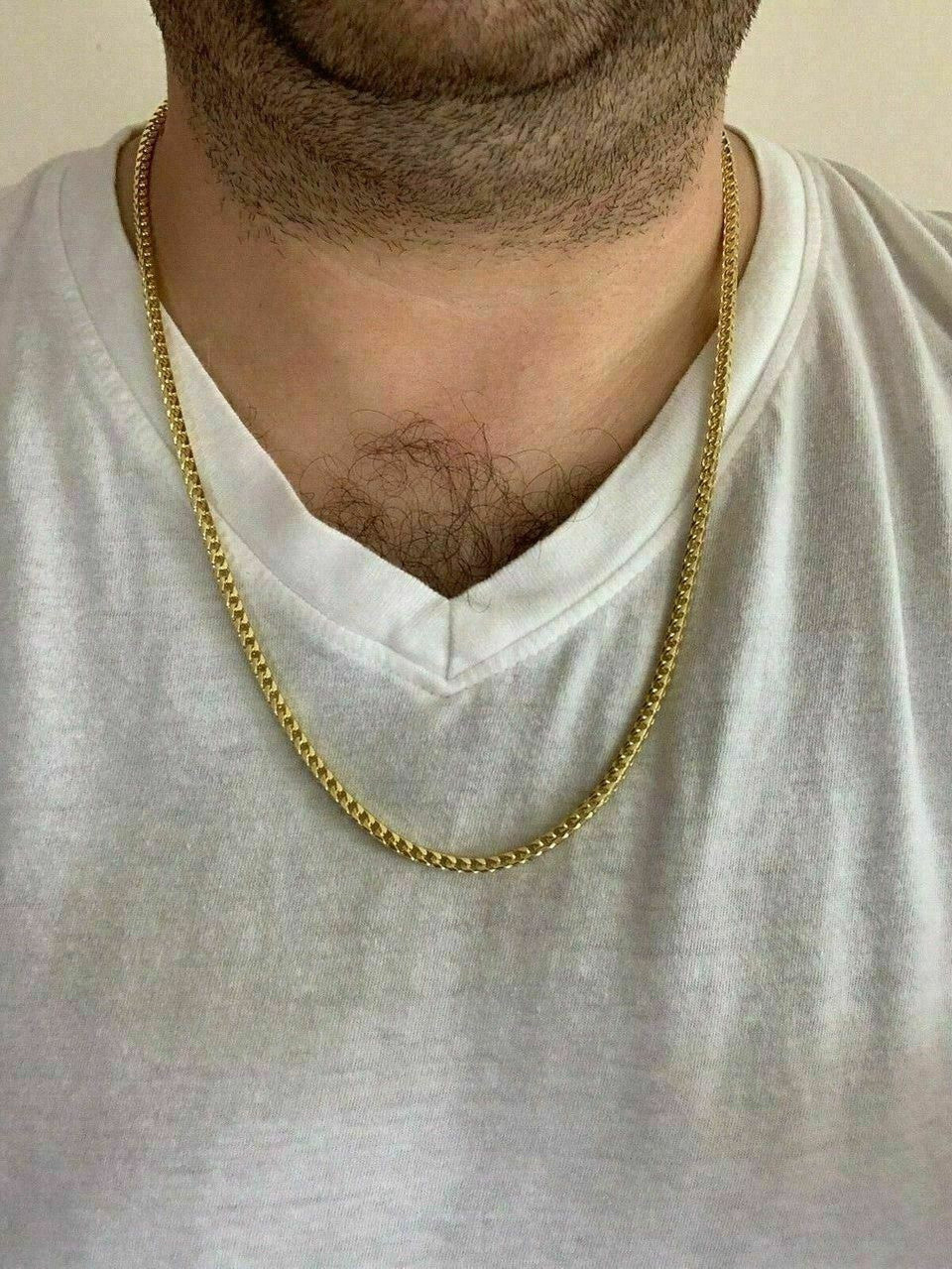 Men's Real 14k Gold Over Solid 925 Sterling Silver Franco Chain 2-5mm Necklace