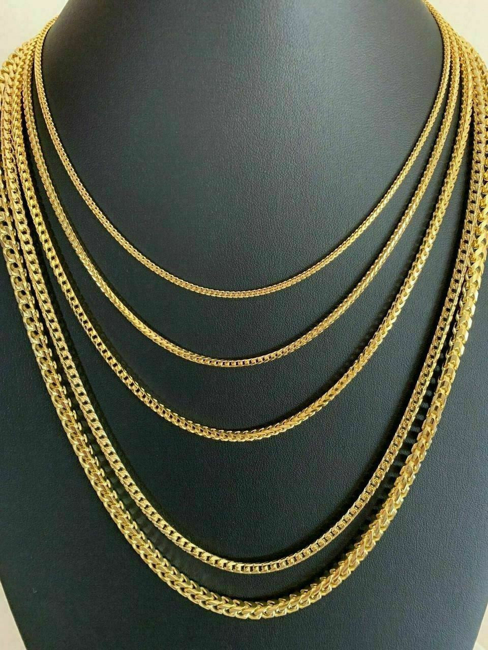 Men's Real 14k Gold Over Solid 925 Sterling Silver Franco Chain 2-5mm Necklace