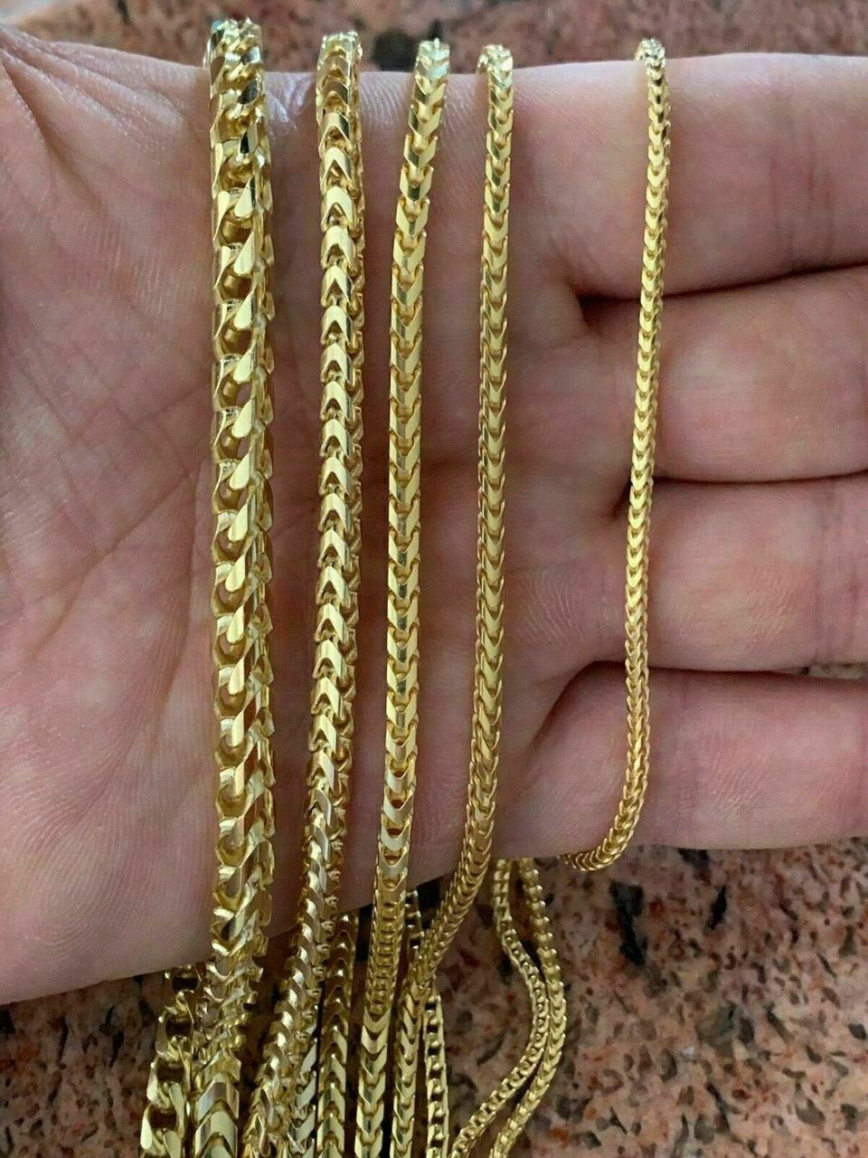 Men's Real 14k Gold Over Solid 925 Sterling Silver Franco Chain 2-5mm Necklace