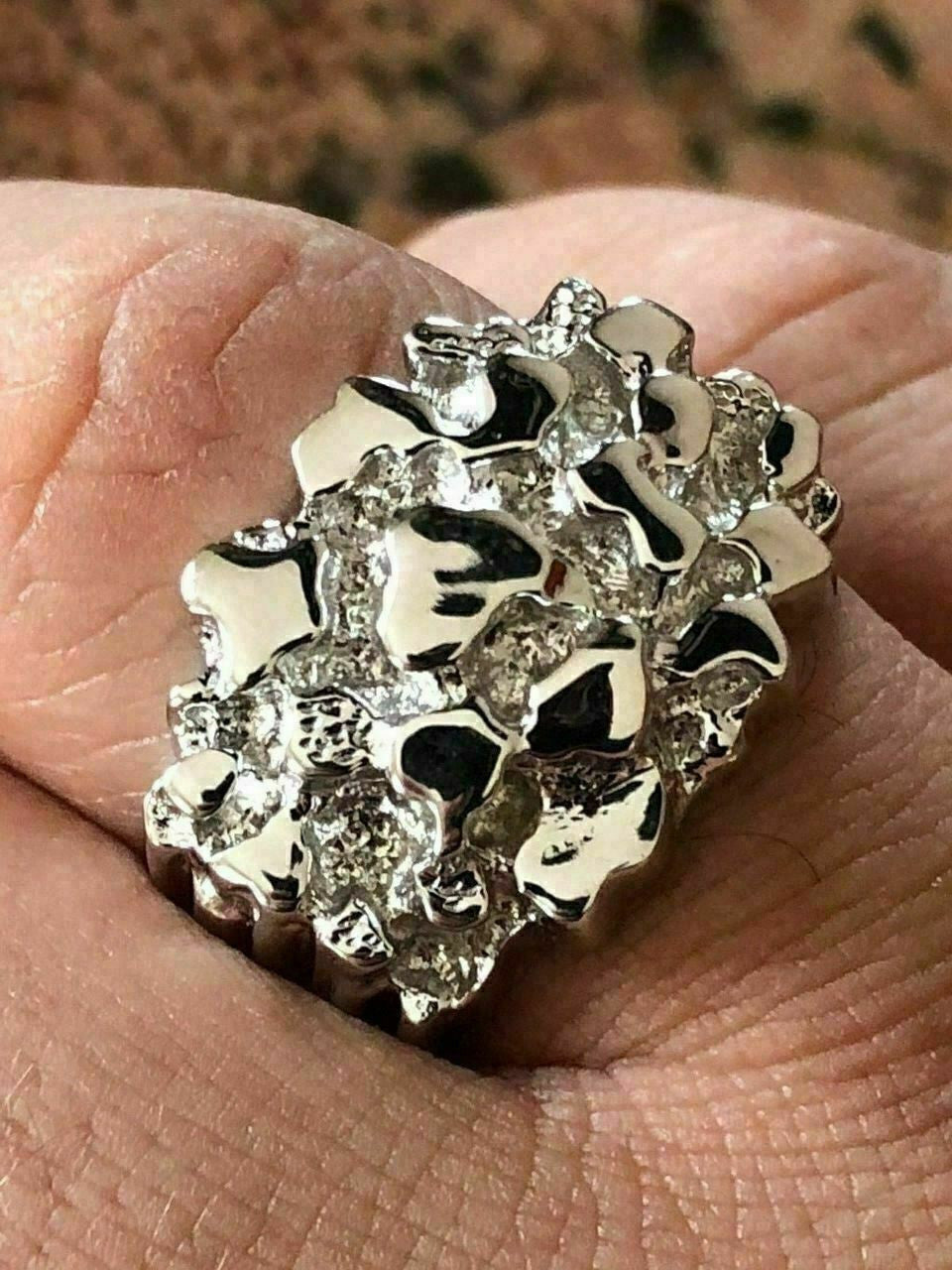 Men's REAL Solid 925 Sterling Silver Heavy Nugget Ring