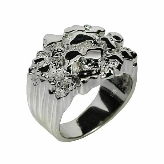 Men's REAL Solid 925 Sterling Silver Heavy Nugget Ring