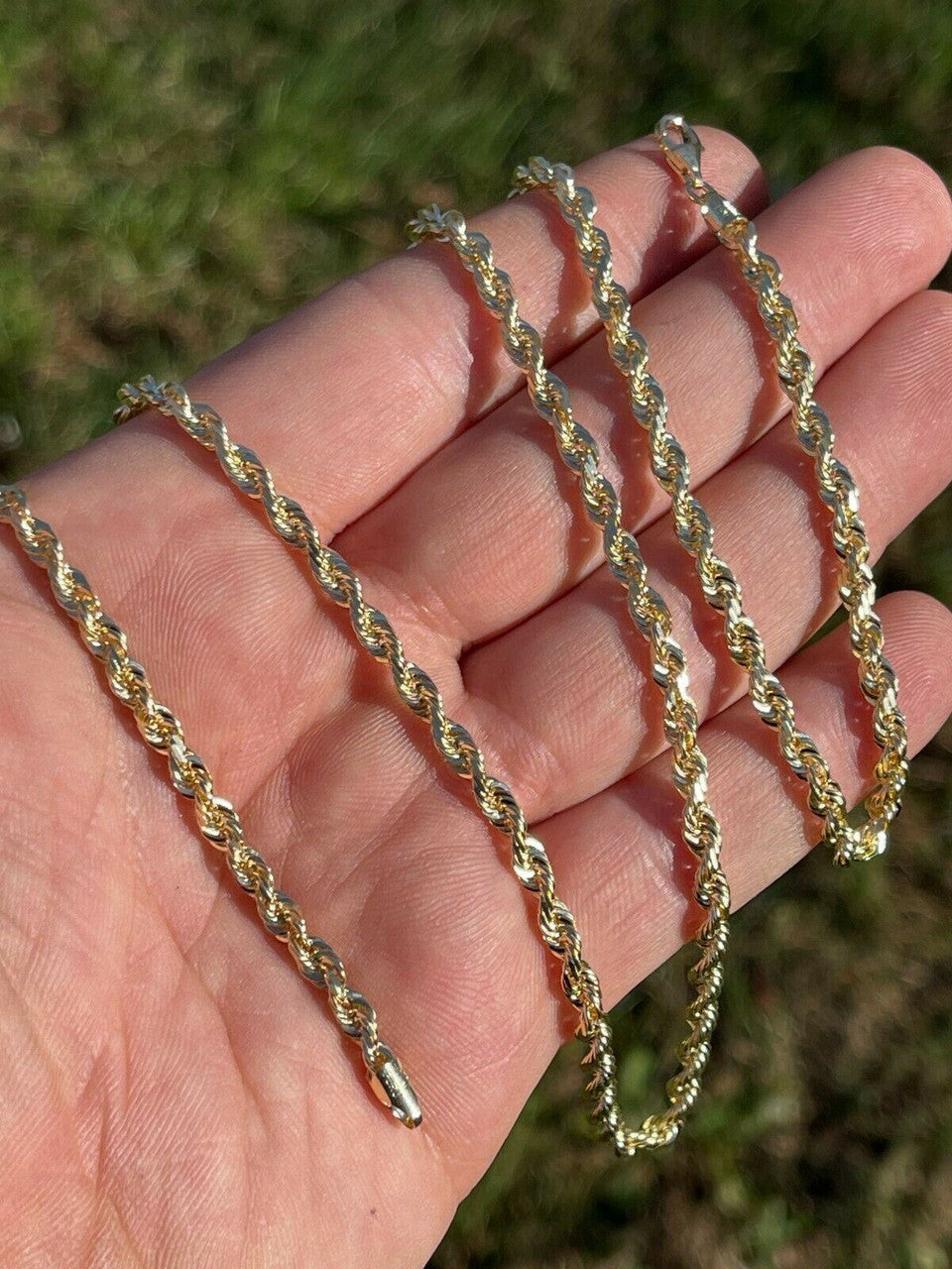 14k Men's Women's Real Yellow Gold Solid Rope Chain Necklace 1.5mm-6mm