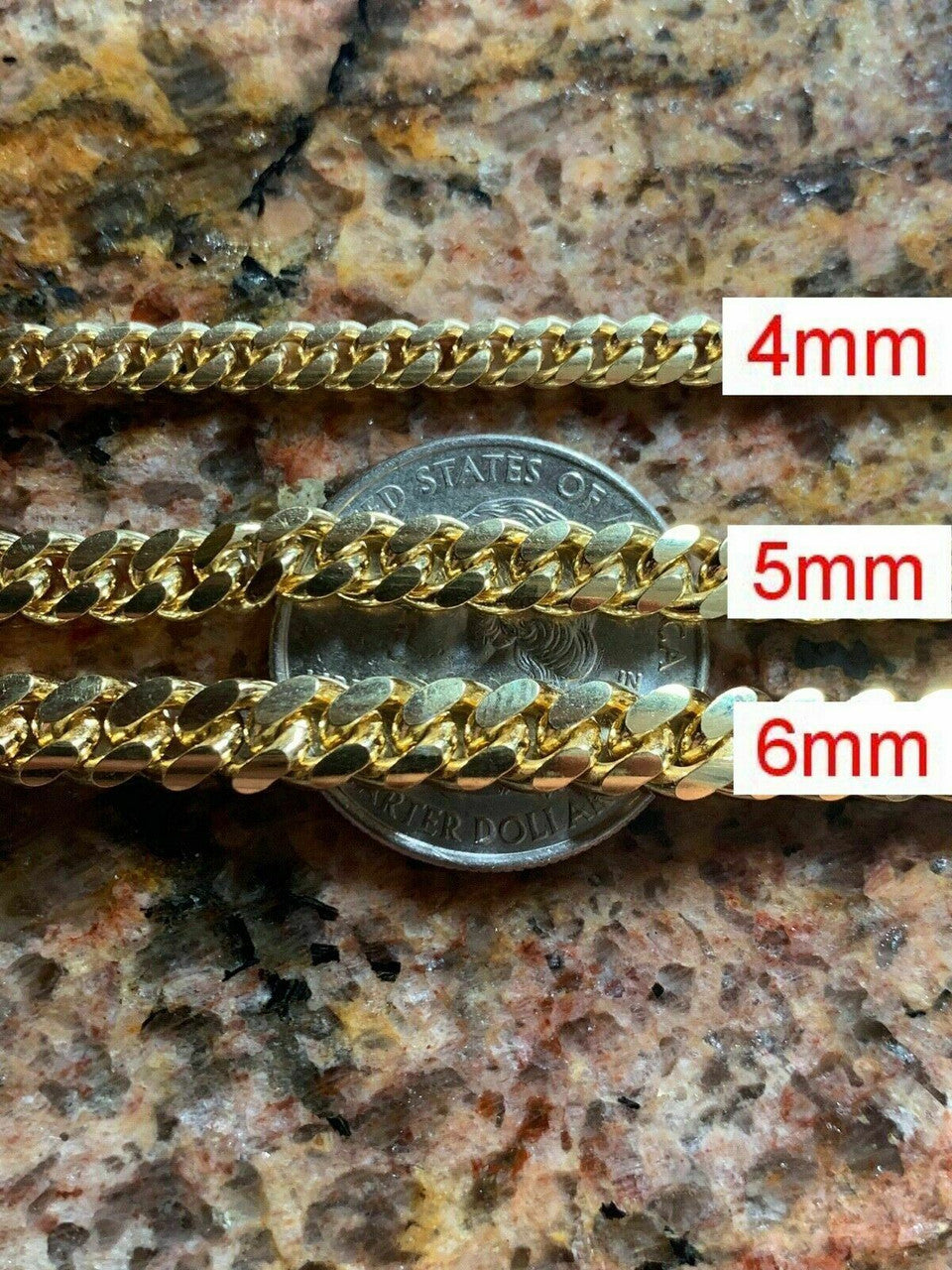 Miami Cuban Link Bracelet Solid 925 Sterling Silver 14k Gold Box Clasp 4-10mm