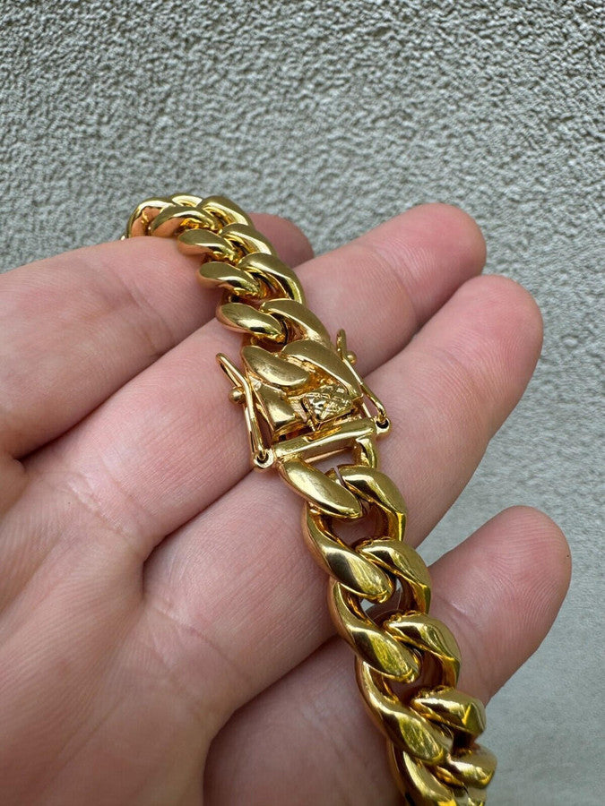 Miami Cuban Link Bracelet - 18k Yellow Gold Plated Stainless Steel - 6"-10" - 6mm-18mm