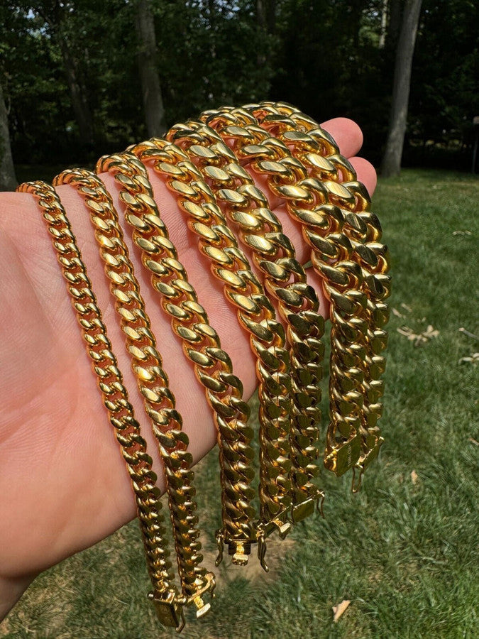 Miami Cuban Link Bracelet - 18k Yellow Gold Plated Stainless Steel - 6"-10" - 6mm-18mm