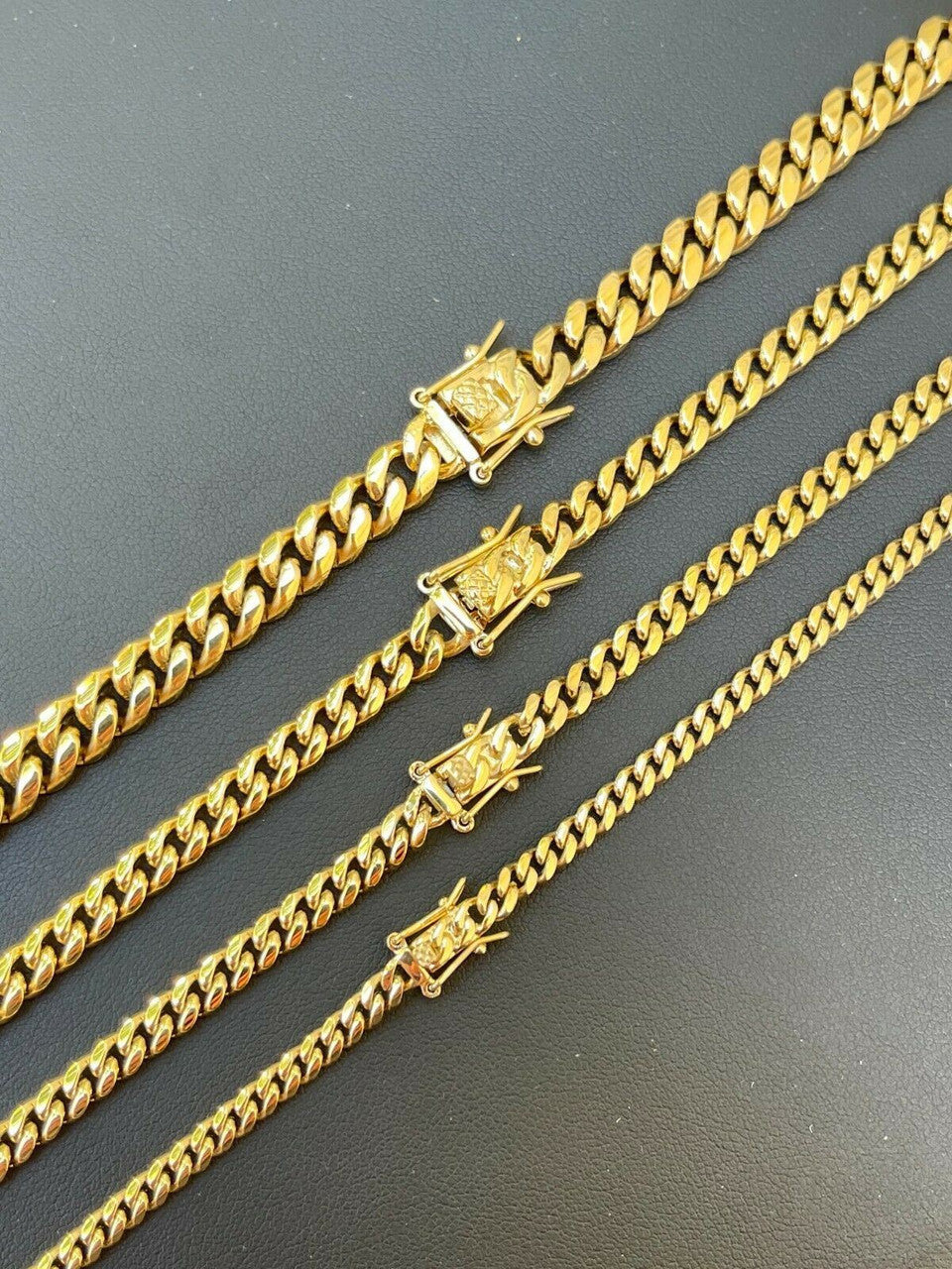 Miami Cuban Link Chain Necklace / Bracelet 14k Gold Finish Mens Ladies Box Lock