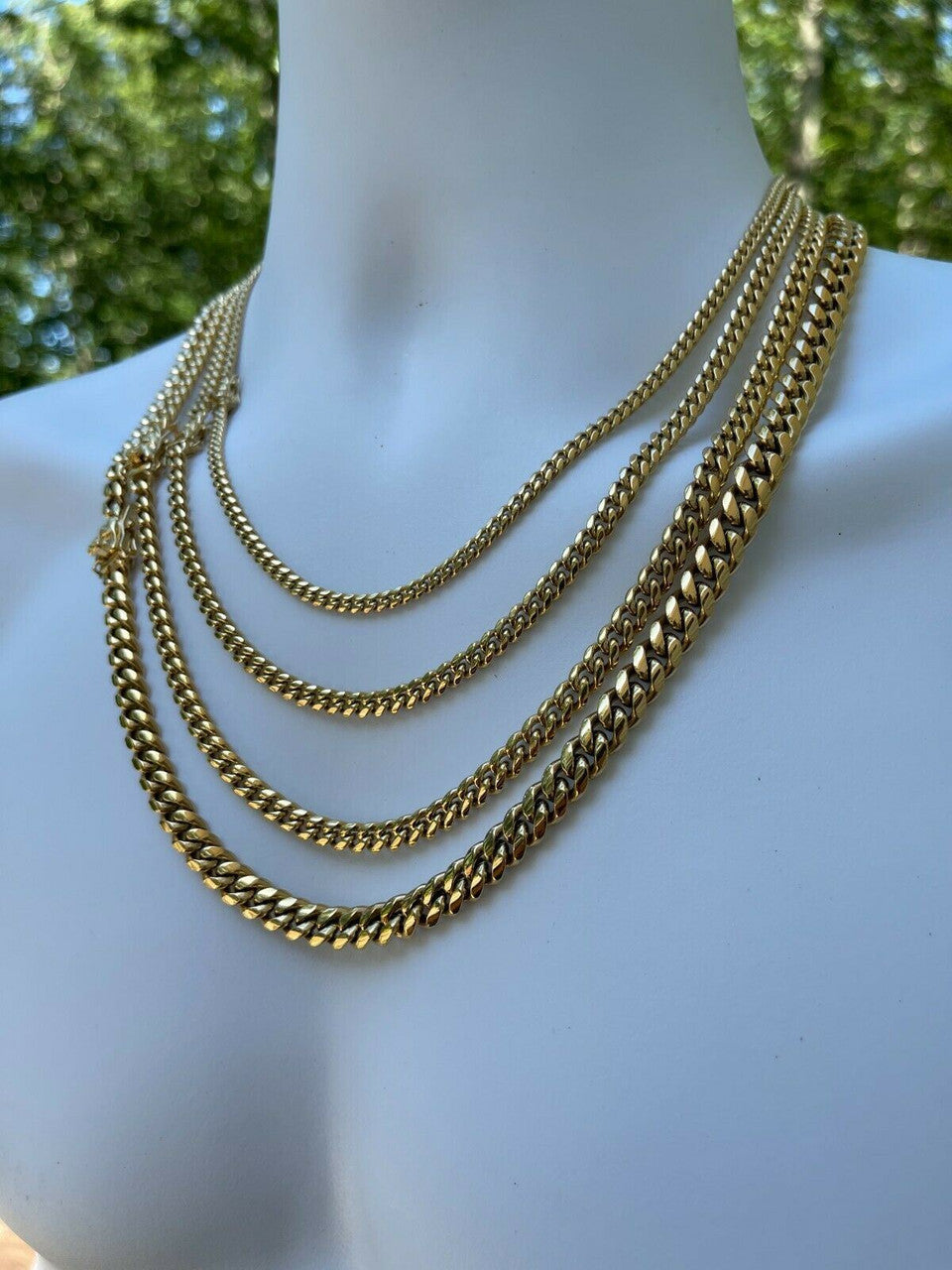 Miami Cuban Link Chain Necklace / Bracelet 14k Gold Finish Mens Ladies Box Lock