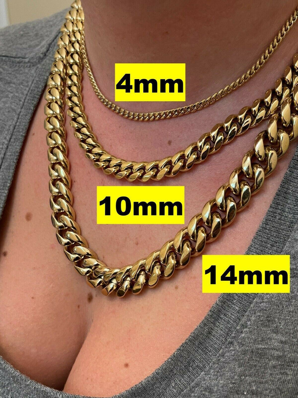 Miami Cuban Link Chain Necklace Or Bracelet 14k Gold Over Stainless Steel 4-14mm