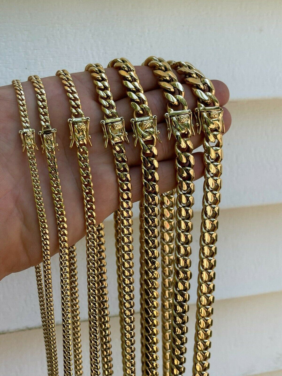 Miami Cuban Link Chain Necklace Or Bracelet 14k Gold Over Stainless Steel 4-14mm