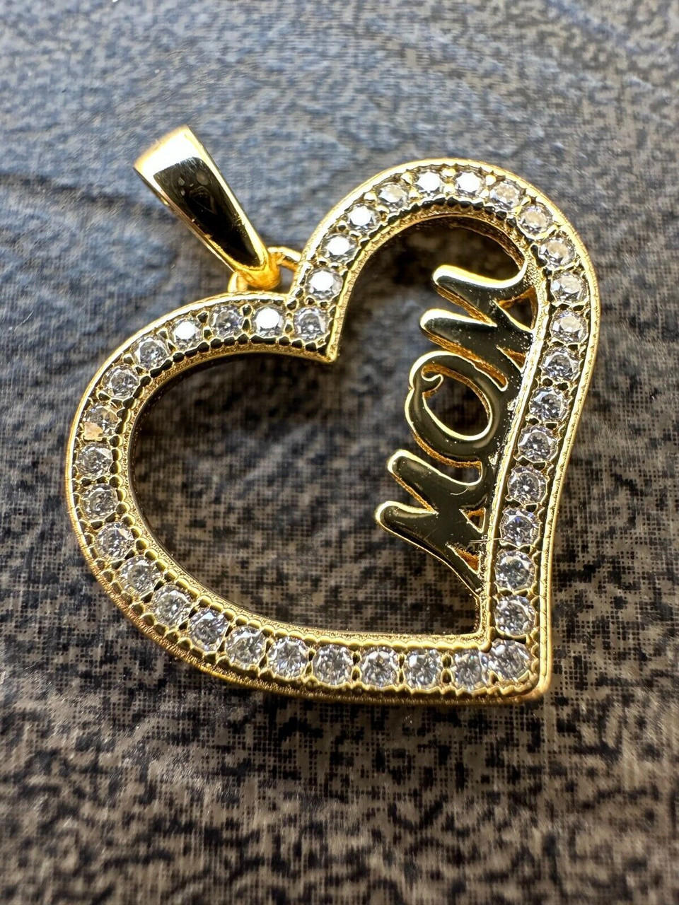 MOISSANITE 925 Silver/Gold Iced Mom Heart Shape Love Mother Day Pendant Necklace