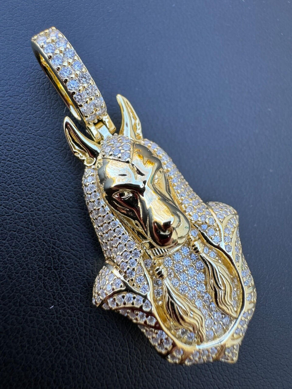 MOISSANITE Anubis Pendant Real 925 Silver / Gold Iced Egyptian Necklace