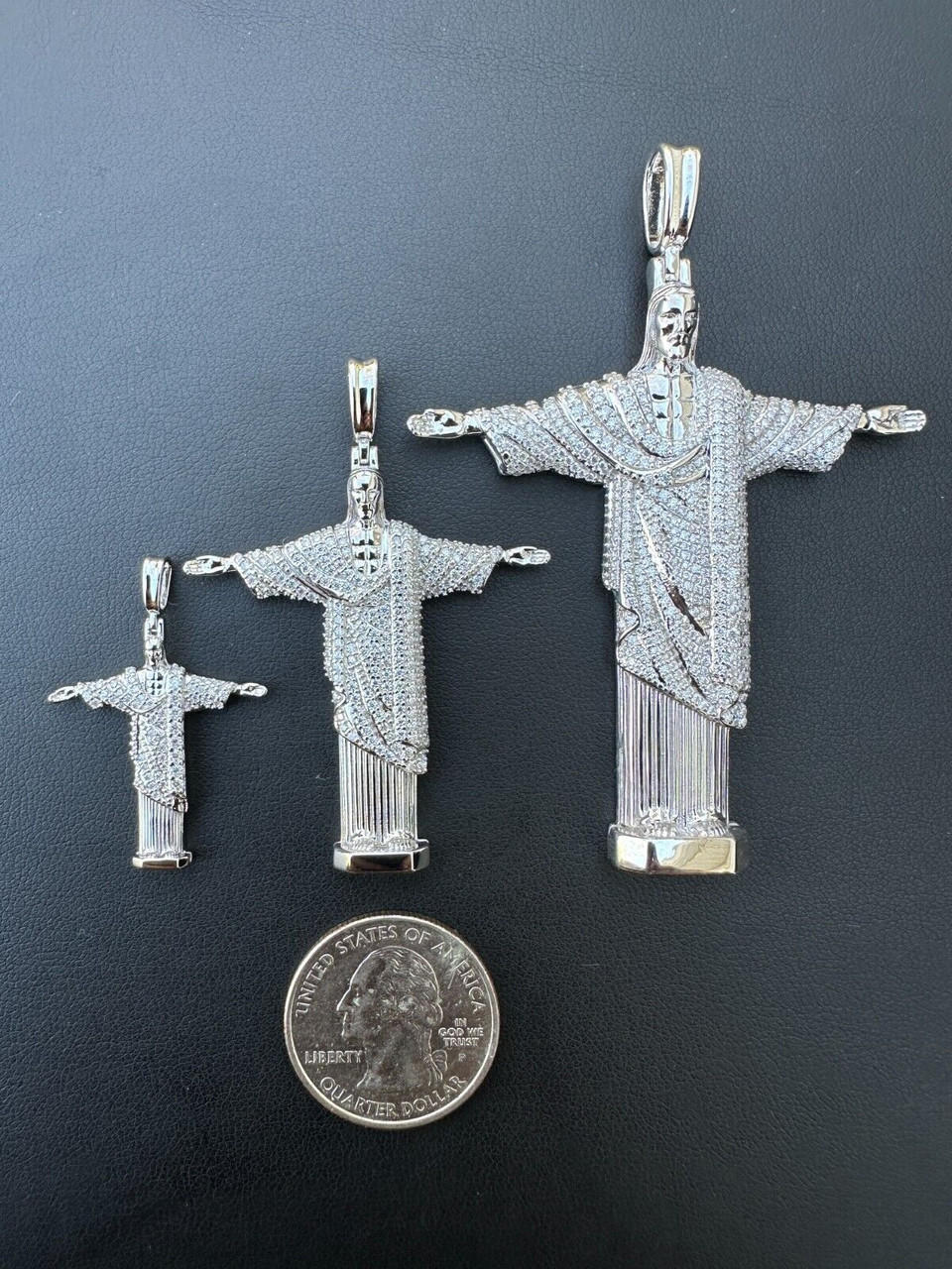 MOISSANITE Christ The Redeemer 925 Silver Necklace Jesus Iced Necklace