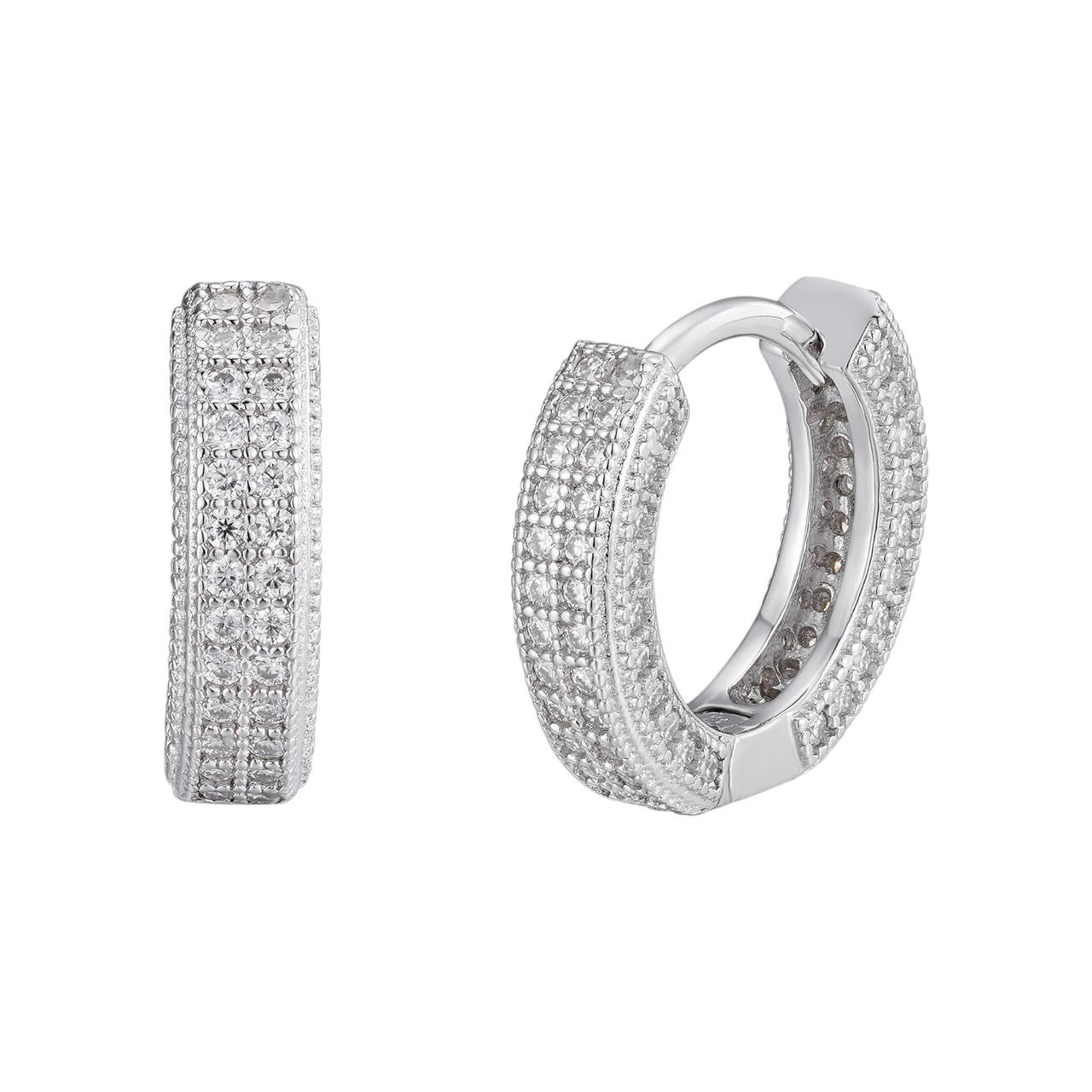 MOISSANITE Everyday Wear Small Huggie Iced Out Hoops - 925 Silver - 12mm