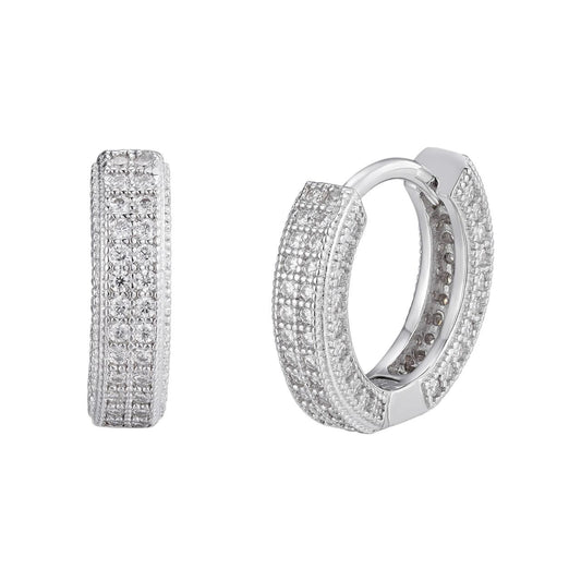 MOISSANITE Everyday Wear Small Huggie Iced Out Hoops - 925 Silver - 12mm