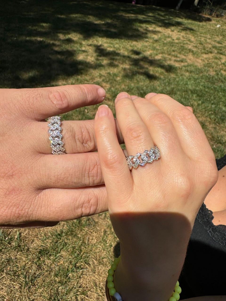 MOISSANITE Prong Cuban Eternity Band Ring - 925 Silver