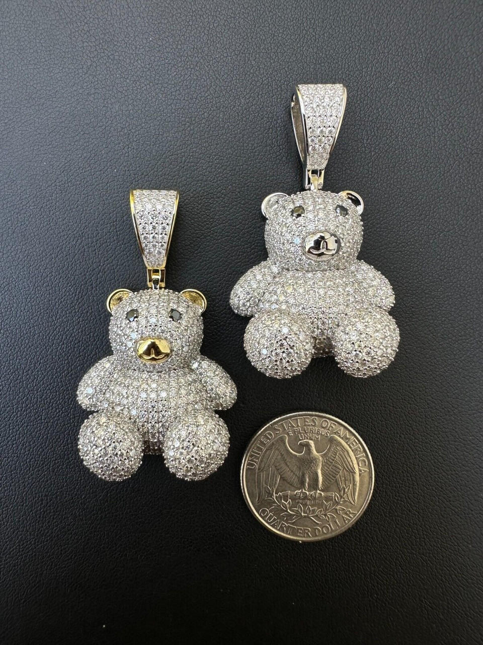 MOISSANITE Real 925 Silver / Gold Iced 3D Teddy Bear Pendant Necklace