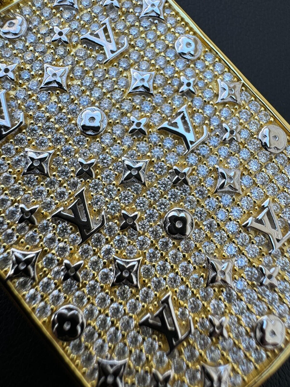 MOISSANITE Real 925 Silver / Gold Louis Iced Out Dog Tag LV Pendant Necklace