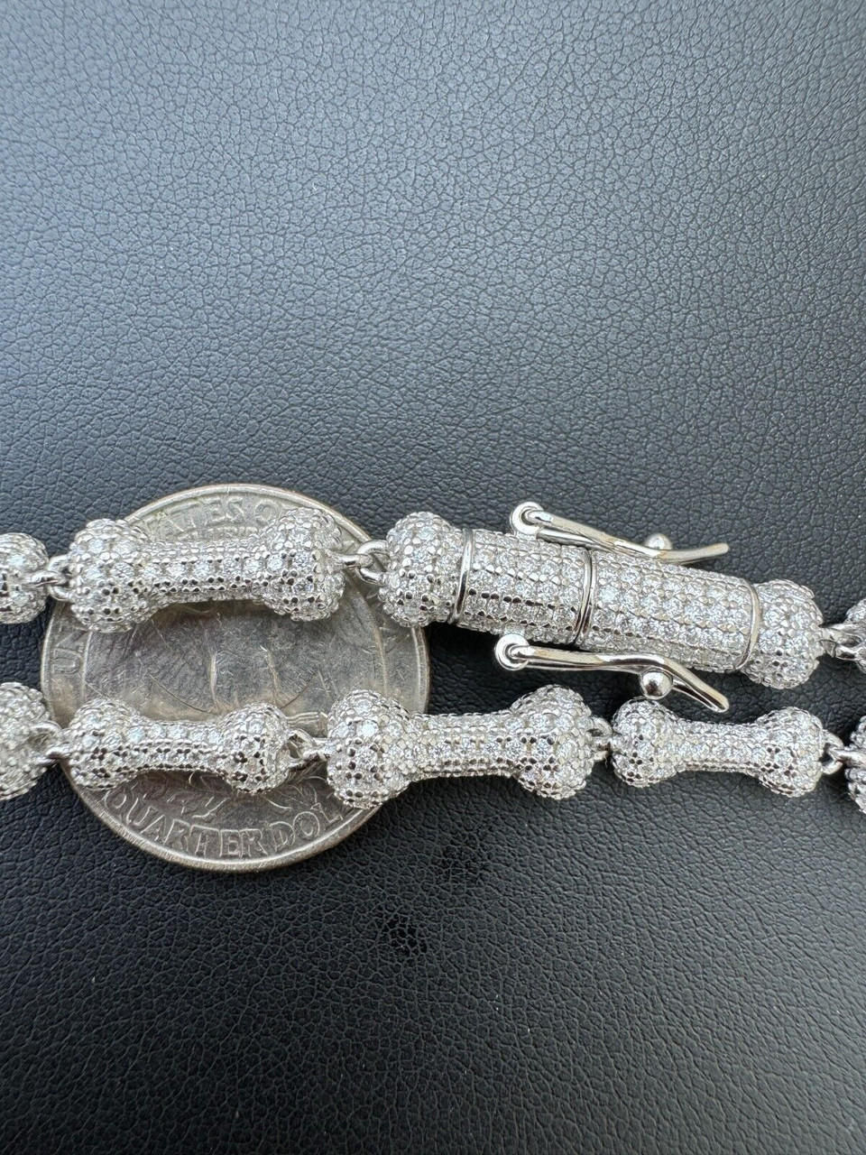 MOISSANITE Real Custom Bone Link Bracelet Iced 925 Silver Death Bones