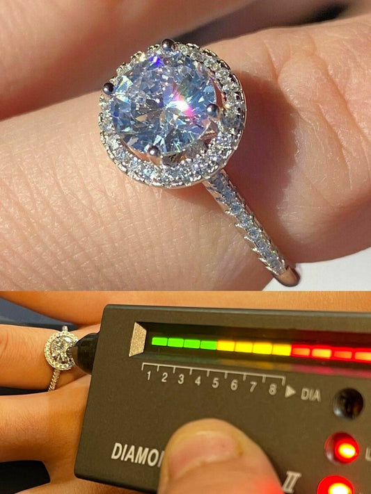 Real 1.2ct Moissanite Engagement Promise Ring Passes Diamond Tester 925 Silver