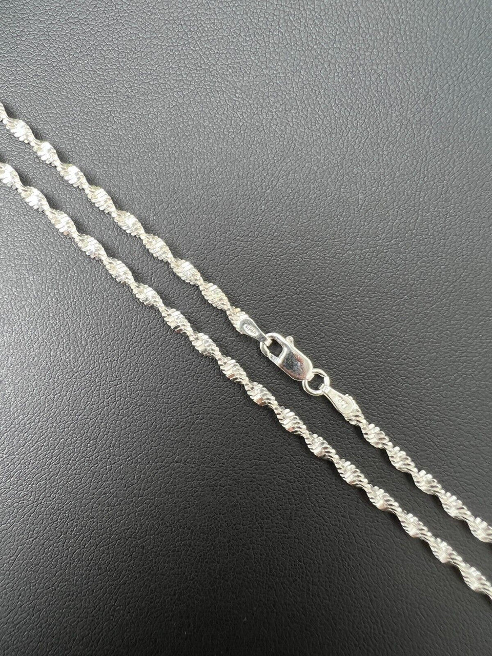 Real 925 Sterling Silver 2.5mm Loose Singapore Rope Chain Necklace Mens Ladies