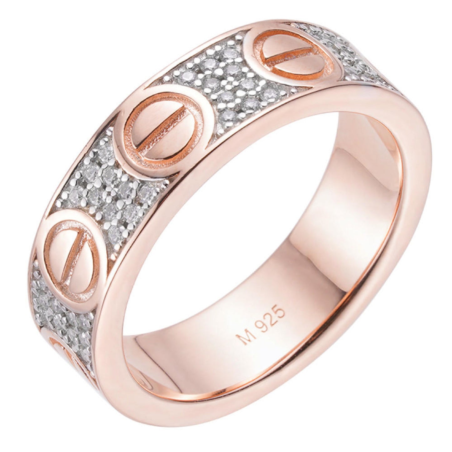 MOISSANITE Love Ring Eternity Band - 14k Rose Gold Vermeil 925 Silver