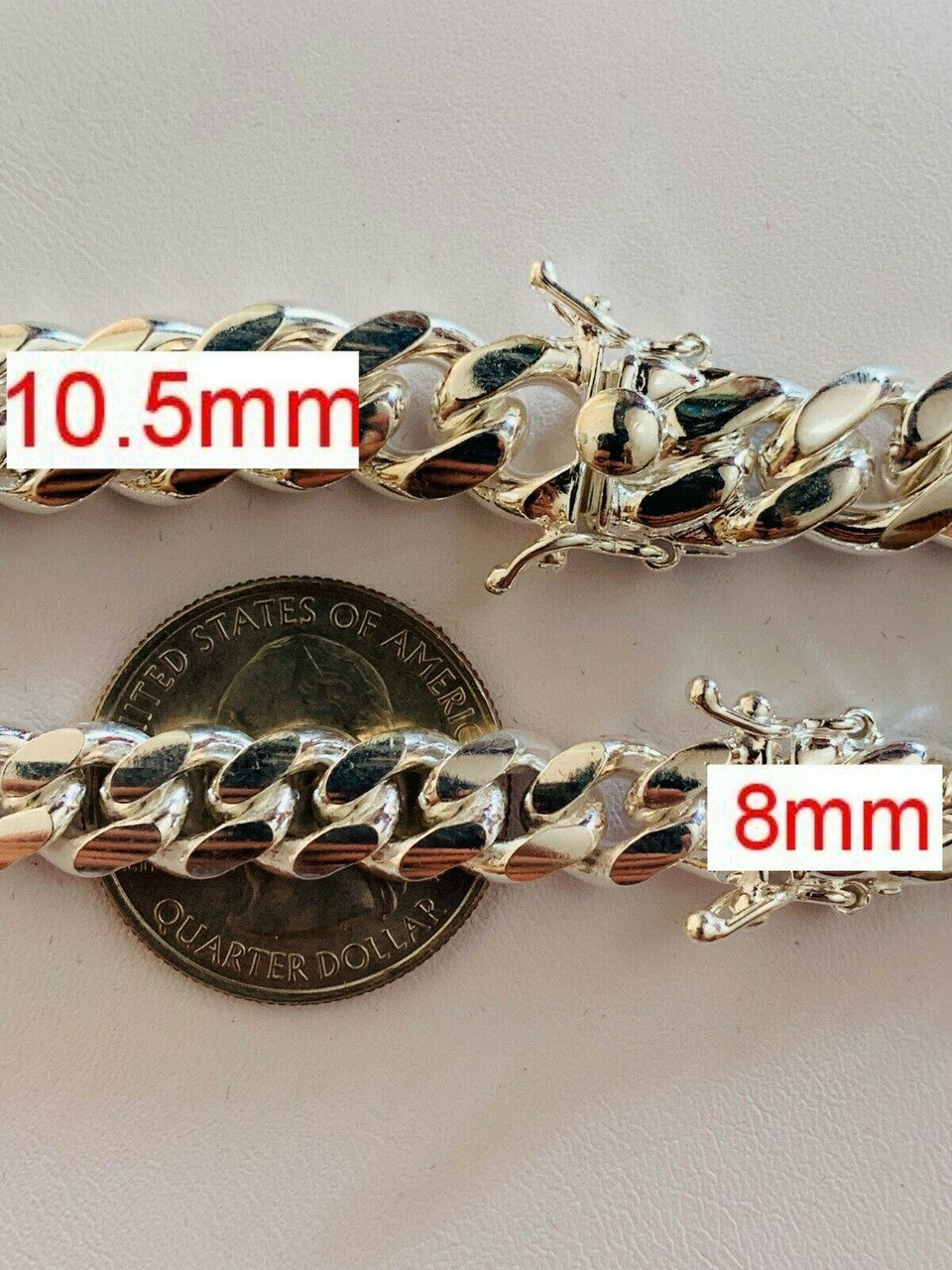 Real Miami Cuban Link Bracelet Solid 925 Sterling Silver Box Clasp ITALY 4-10mm